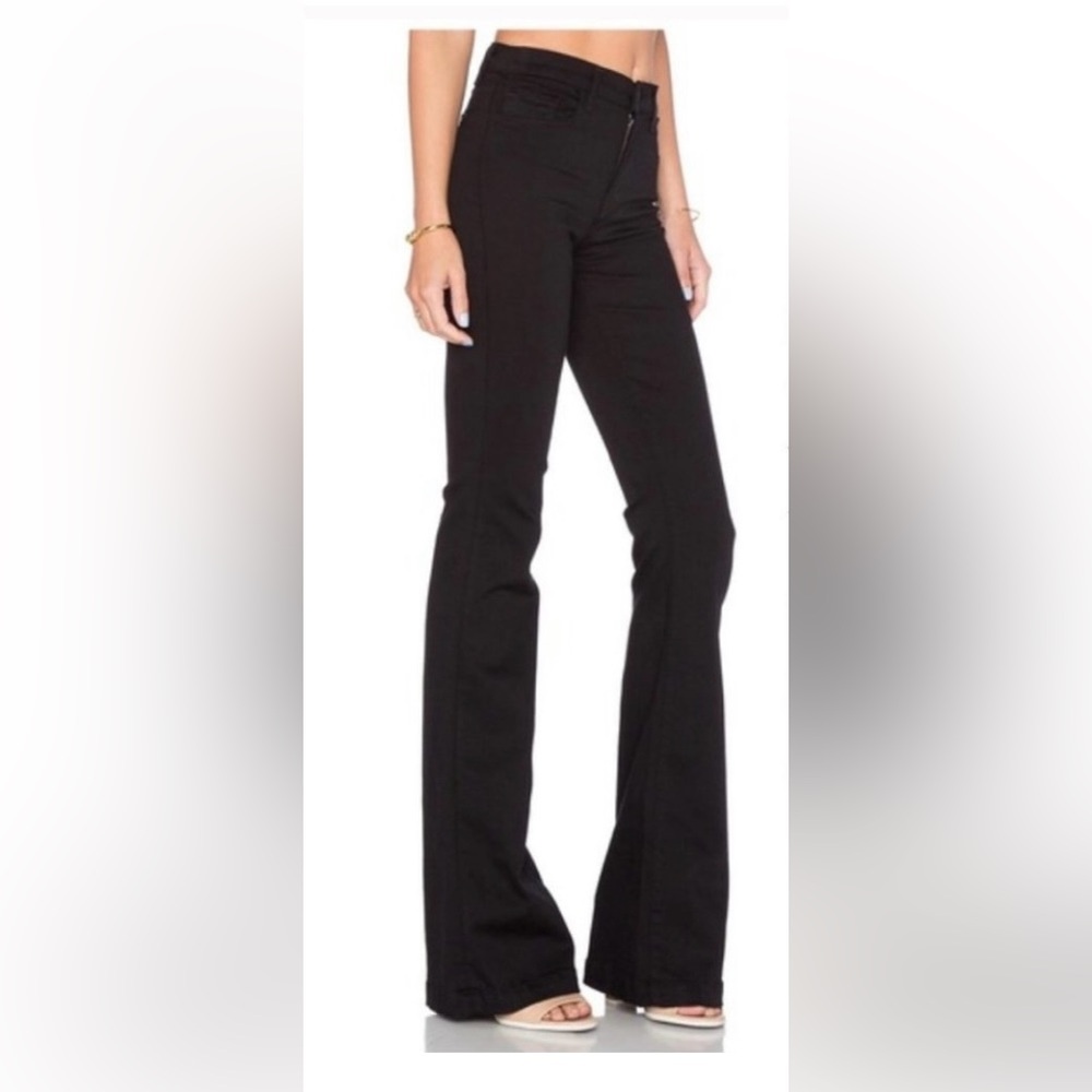 J Brand Maria High Rise Flare Jeans in Jet Black inseam 34 - Picture 3 of 14